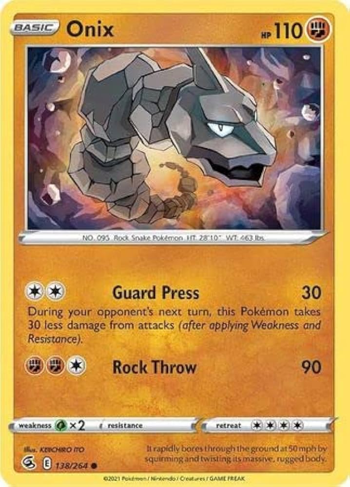 138/264 Onix (Fusion Strike) Pokemon card (English)