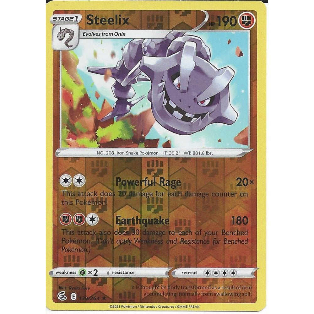 139/264 Steelix (Reverse Holo) (Rare) (Fusion Strike) Pokemon card (English)