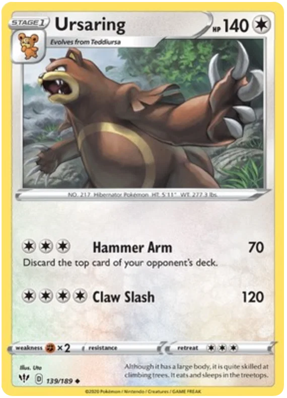 139/189 Ursaring (Darkness Ablaze) Pokemon card (English)