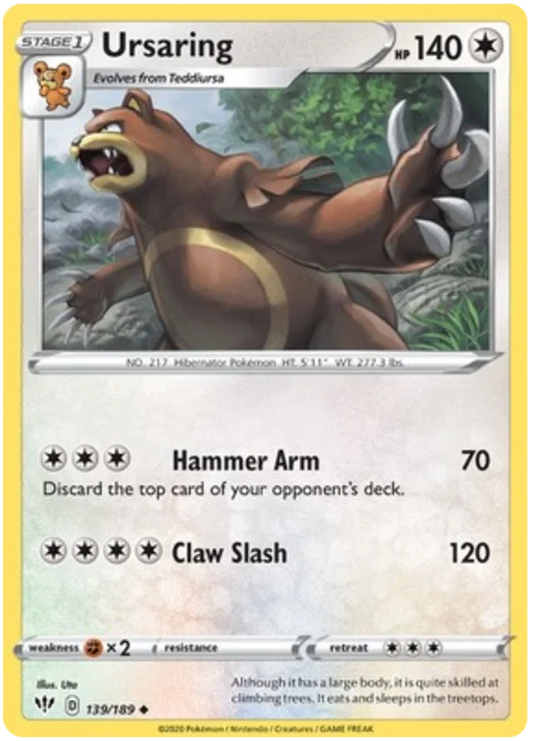 139/189 Ursaring (Darkness Ablaze) Pokemon card (English)