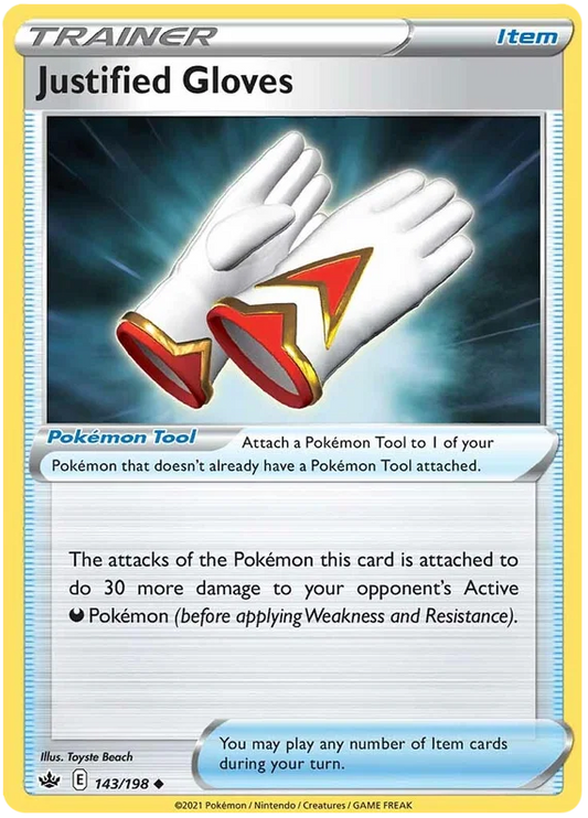 143/198 Justified Gloves (Item) (Chilling Reign) Pokémon card (English)