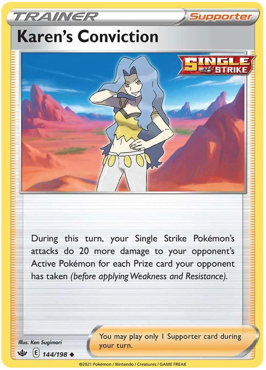 144/198 Karen's Conviction (Supporter) (Chilling Reign) Pokémon card (English)