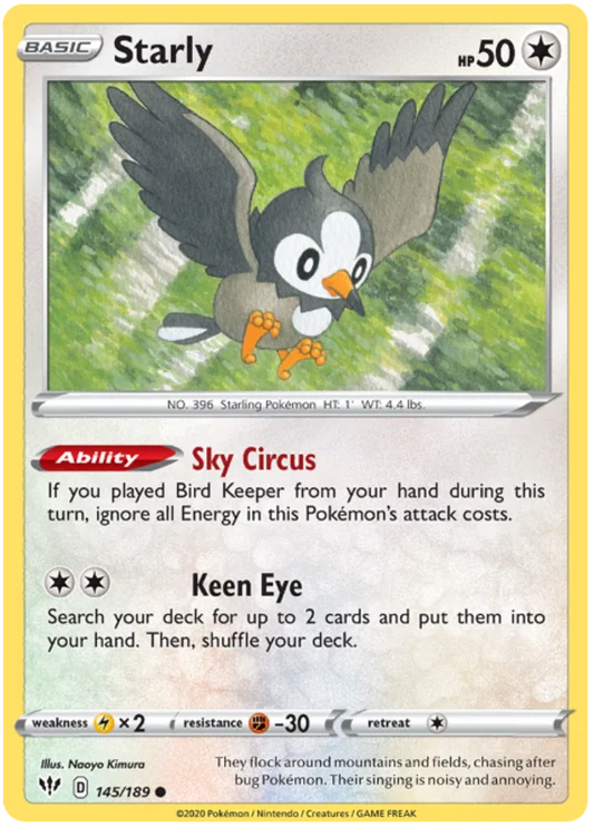 145/189 Starly (Darkness Ablaze) Pokemon card (English)
