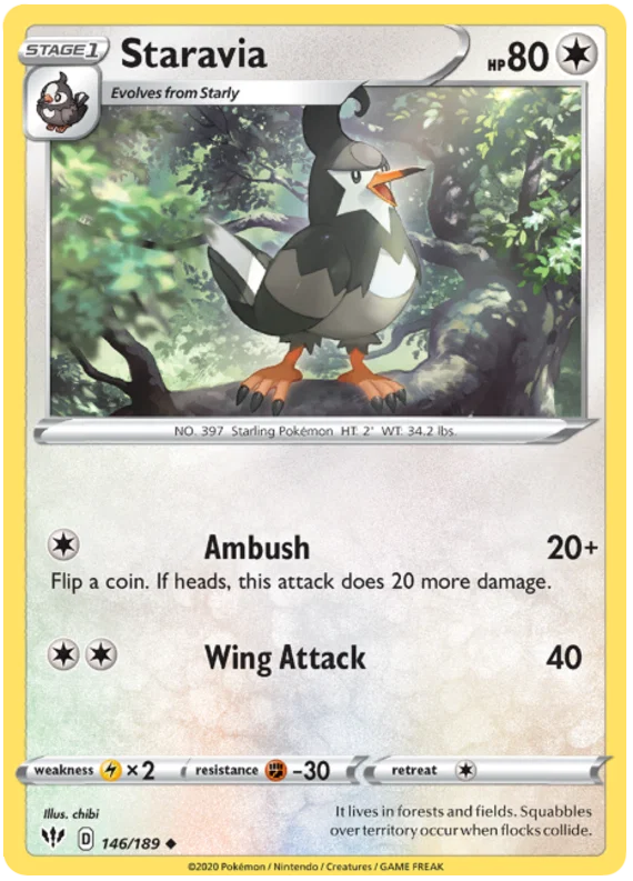146/189 Staravia (Darkness Ablaze) Pokemon card (English)
