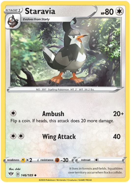 146/189 Staravia (Darkness Ablaze) Pokemon card (English)