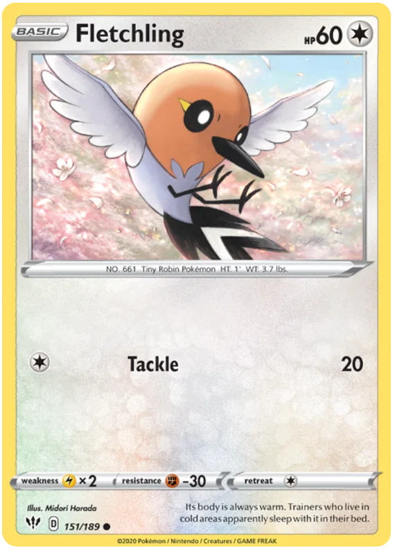 151/189 Fletchling (Darkness Ablaze) Pokemon card (English)