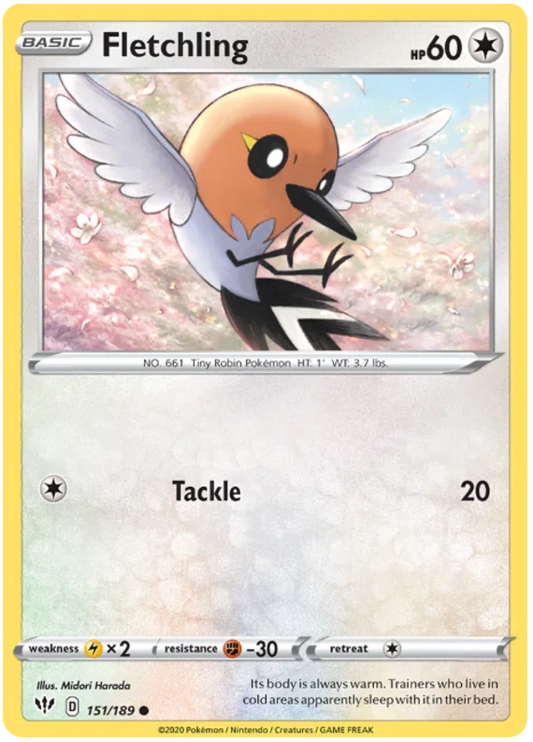 151/189 Fletchling (Darkness Ablaze) Pokemon card (English)