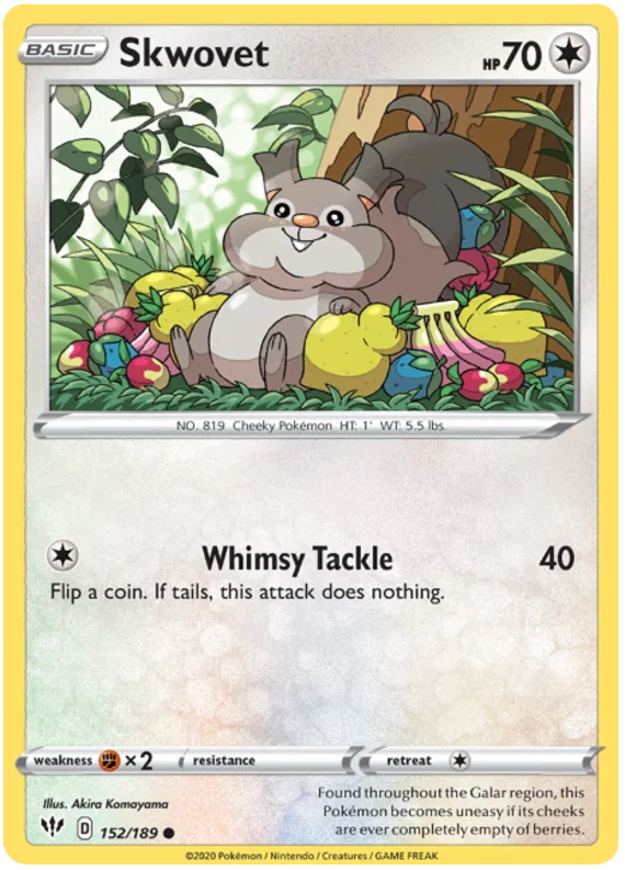 152/189 Skwovet (Darkness Ablaze) Pokemon card (English)