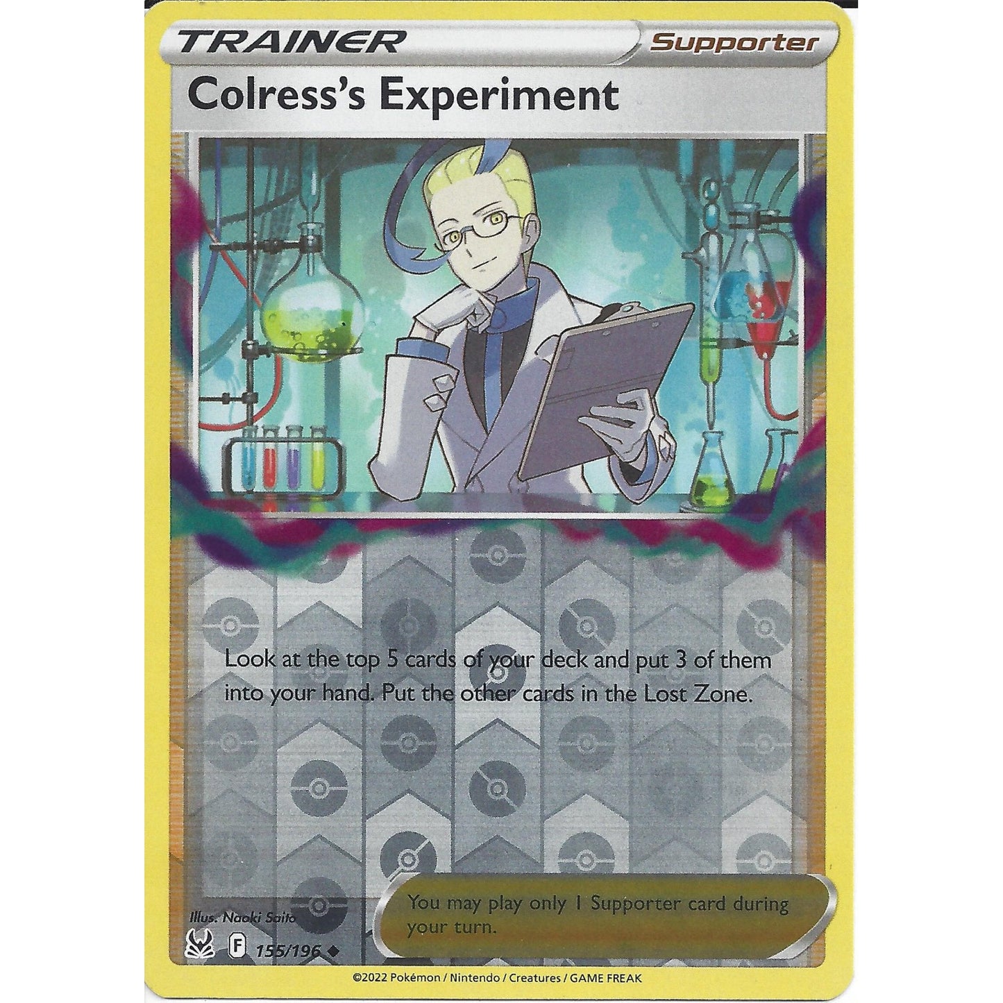 155/196 Colress's Experiment (Reverse Holo) (Lost Origin) Pokemon card (English)