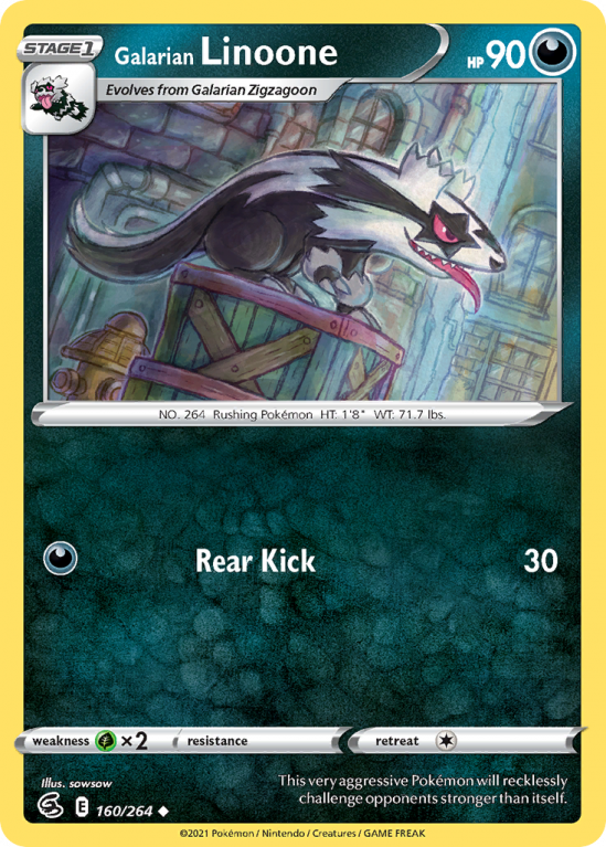 160/264 Galarian Linoone (Fusion Strike) Pokemon card (English)