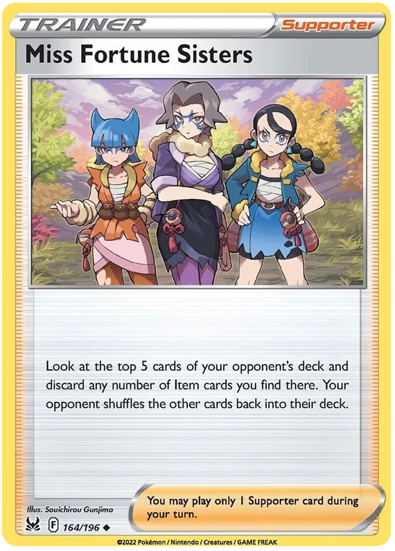 164/196 Miss Fortune Sisters (Supporter) (Lost Origin) Pokemon card (English)