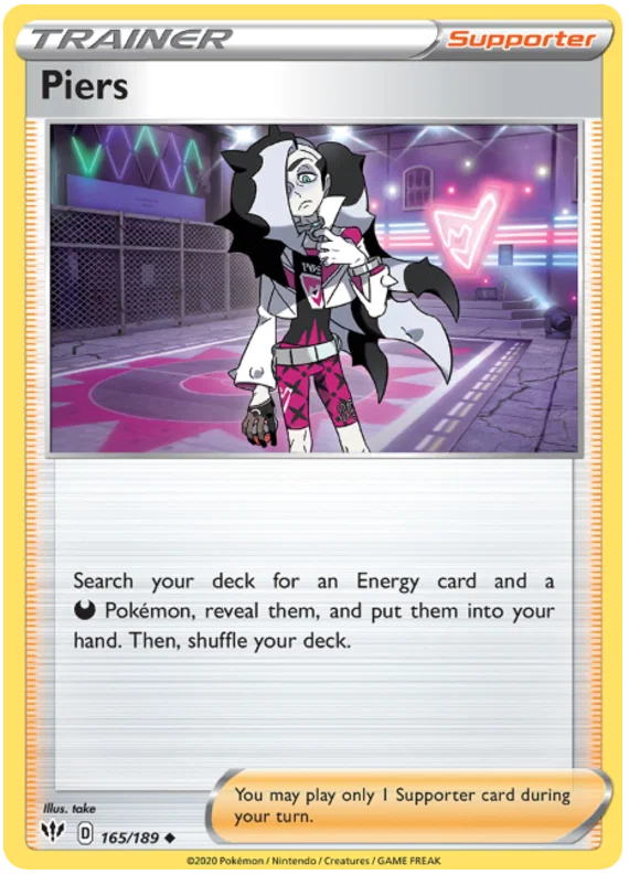 165/189 Piers (Darkness Ablaze) Pokemon card (English)