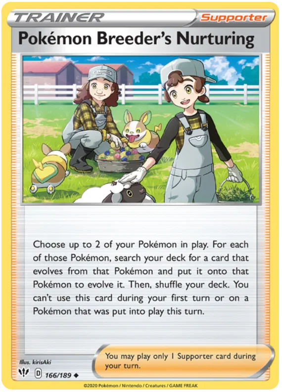 166/189 Pokémon Breeder's Nurturing (Darkness Ablaze) Pokémon card (English)