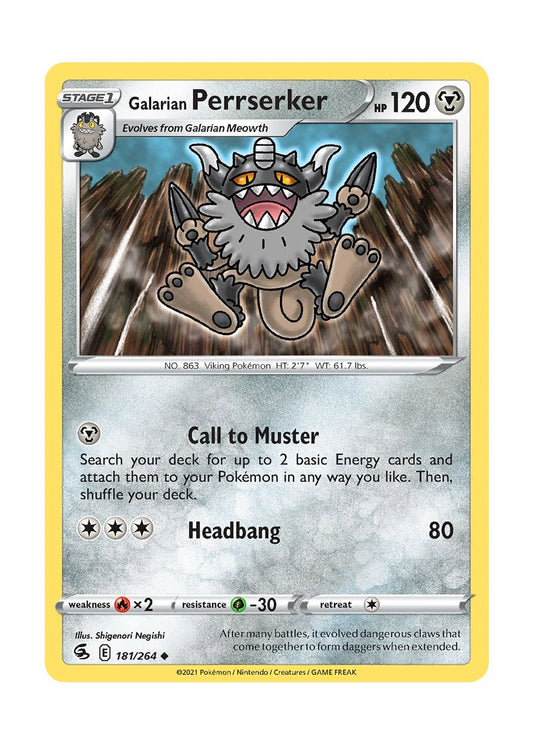 181/264 Galarian Perrserker (Fusion Strike) Pokemon card (English)