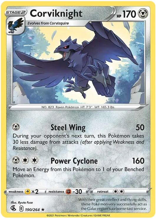 190/264 Corviknight (Rare) (Fusion Strike) Pokemon card (English)