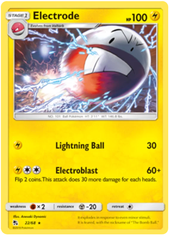 22/68 Electrode (Rare) (Hidden Fates) Pokémon card (English)