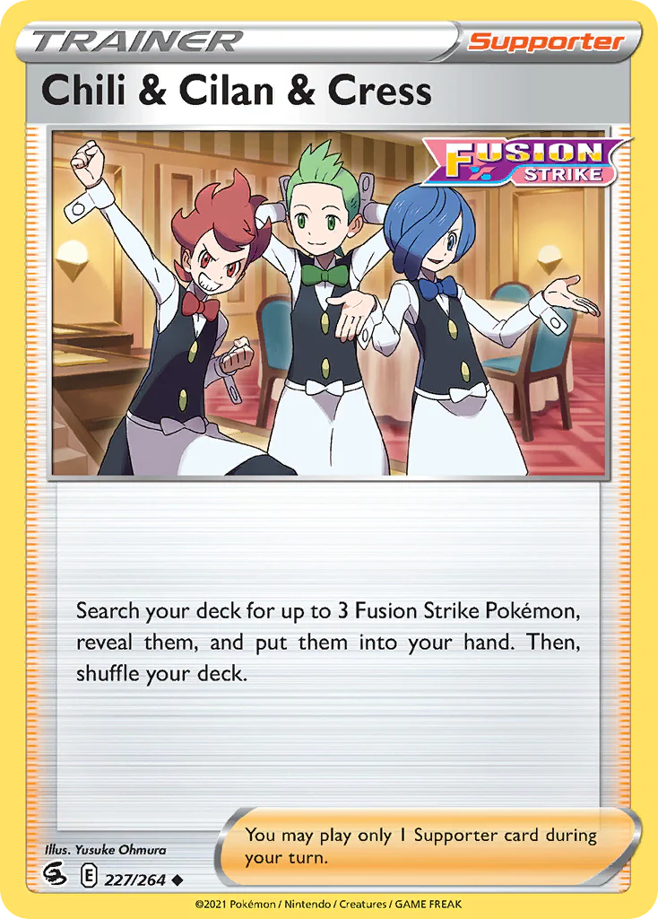 227/264 Chili & Cilan & Cress (Fusion Strike) Pokemon card (English)
