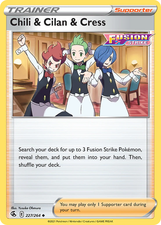 227/264 Chili & Cilan & Cress (Fusion Strike) Pokemon card (English)