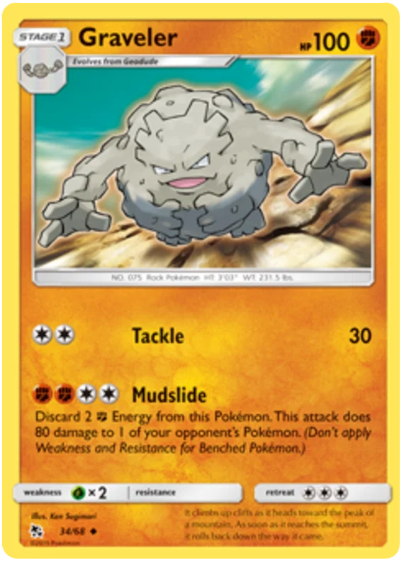 34/68 Graveler (Hidden Fates) Pokémon card (English)