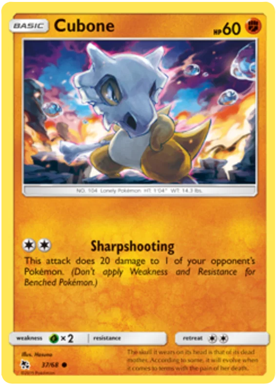 37/68 Cubone (Hidden Fates) Pokémon card (English)