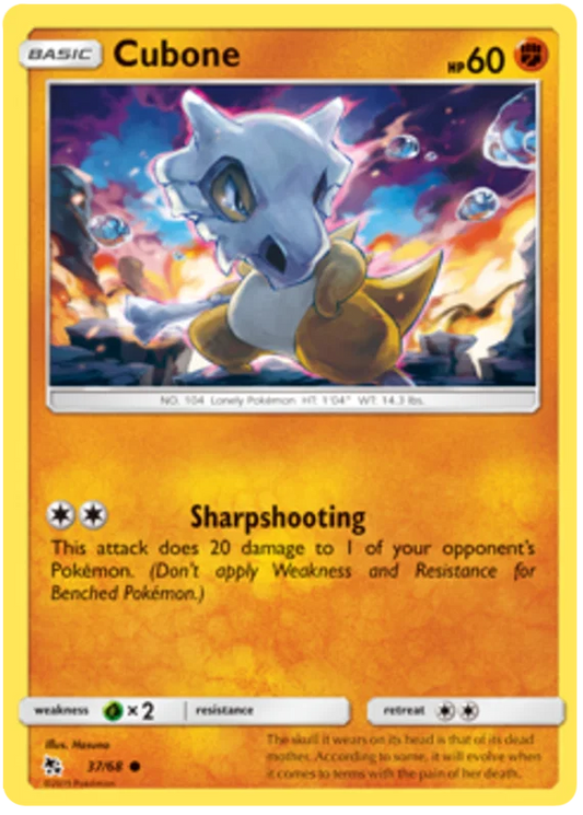 37/68 Cubone (Hidden Fates) Pokémon card (English)
