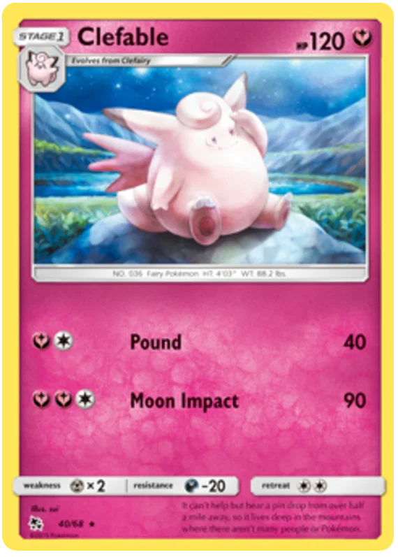 40/68 Clefable (Rare) (Hidden Fates) Pokémon card (English)