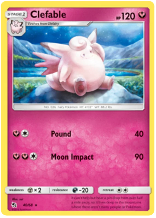 40/68 Clefable (Rare) (Hidden Fates) Pokémon card (English)