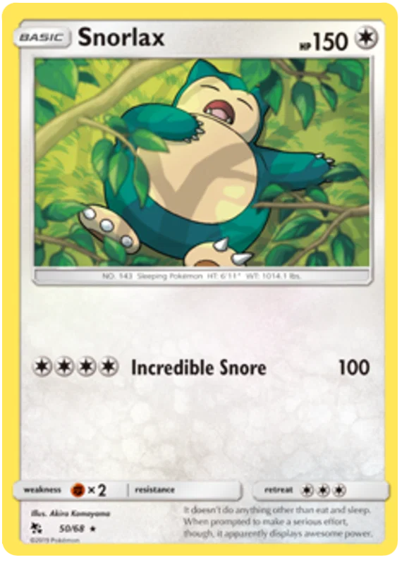 50/68 Snorlax (Rare) (Hidden Fates) Pokémon card (English)