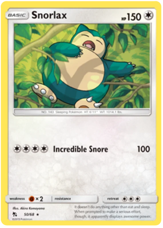 50/68 Snorlax (Rare) (Hidden Fates) Pokémon card (English)