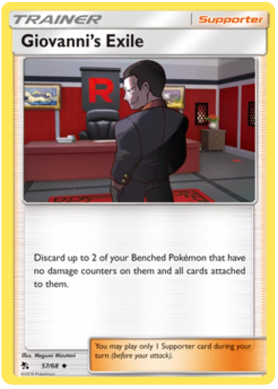 57/68 Giovanni's Exile (Hidden Fates) Pokémon card (English)
