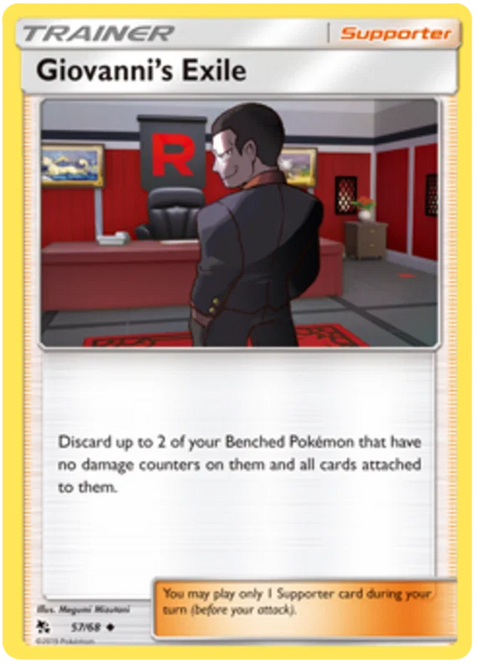 57/68 Giovanni's Exile (Hidden Fates) Pokémon card (English)